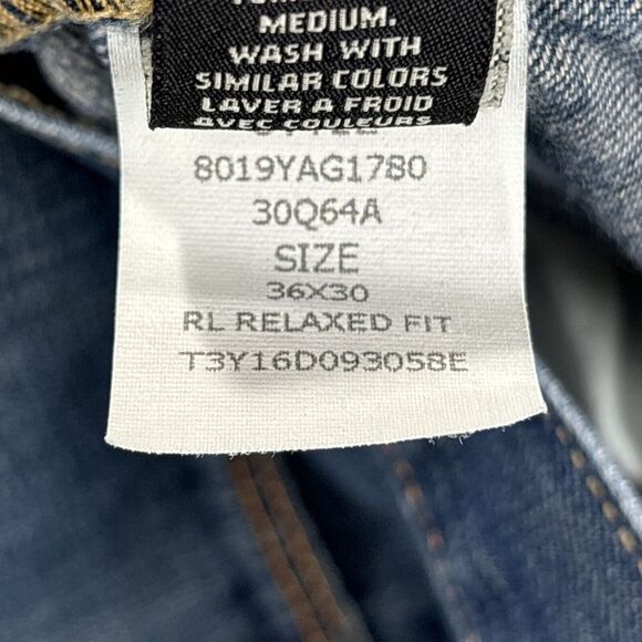 Polo Ralph Lauren Mens Jeans 34x29 relaxed fit straight Leg blue denim Baggy Y2K - Picture 4 of 16